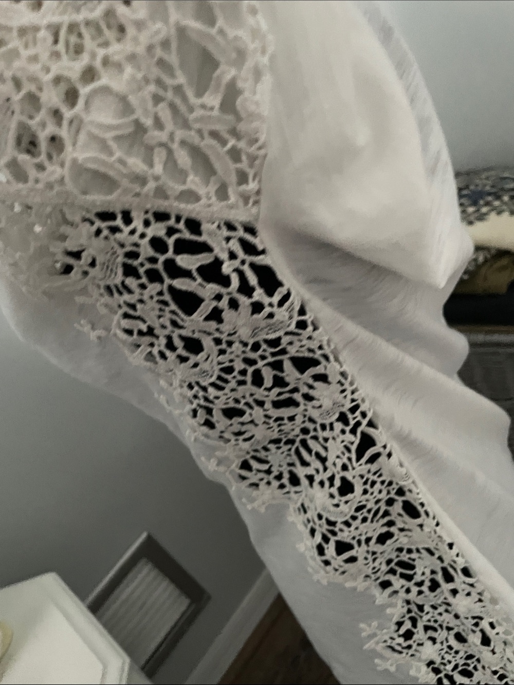 Sundance Ivory Crochet-Panel Long Sleeve Tee - Picture 5 of 7